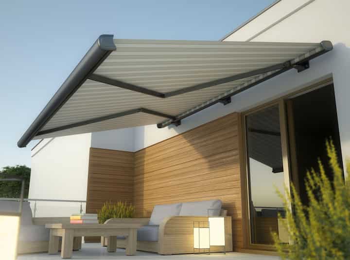 Convenient retracable awning for outdoor space in Wellesley, MA.